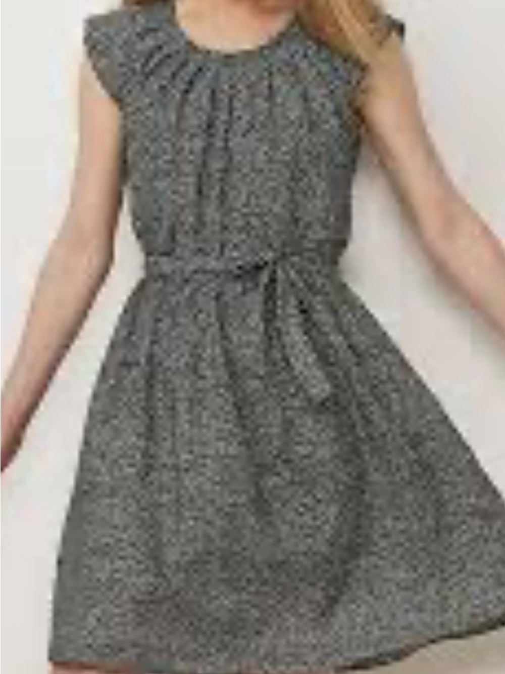 LC Lauren Conrad Black and White Speckled Tie-Waist Midi Dress